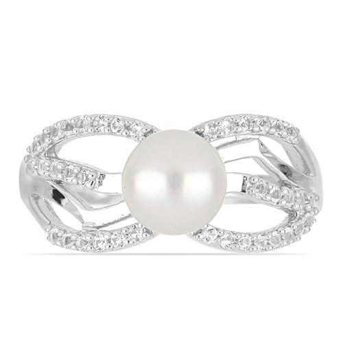 BUY NATURAL WHITE FRESHWATER PEARL GEMSTONE STYLISH RING